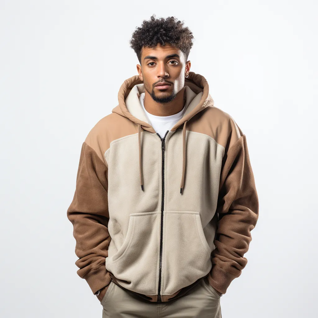 AIOS Image with a man wearing a Hoodie with Suede Leather