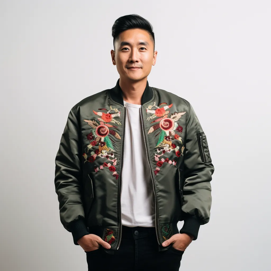Bomber Jacket with Silk Embroidery