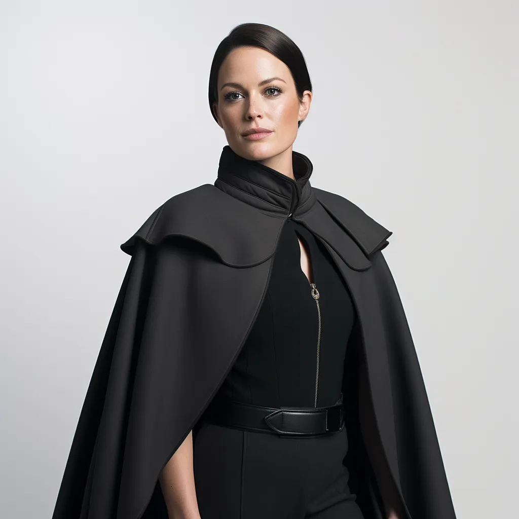 Cape Coat with High Collar