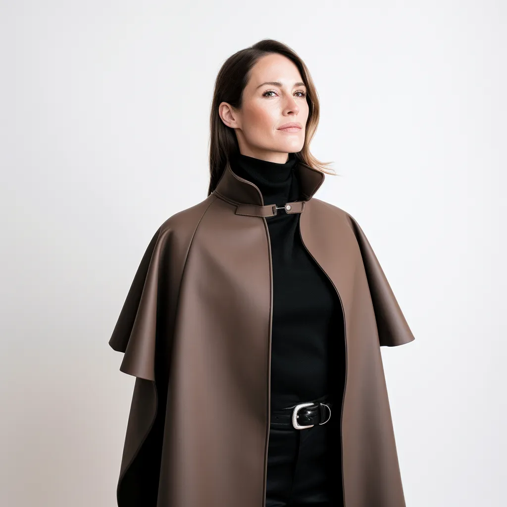 Cape Coat with High Collar