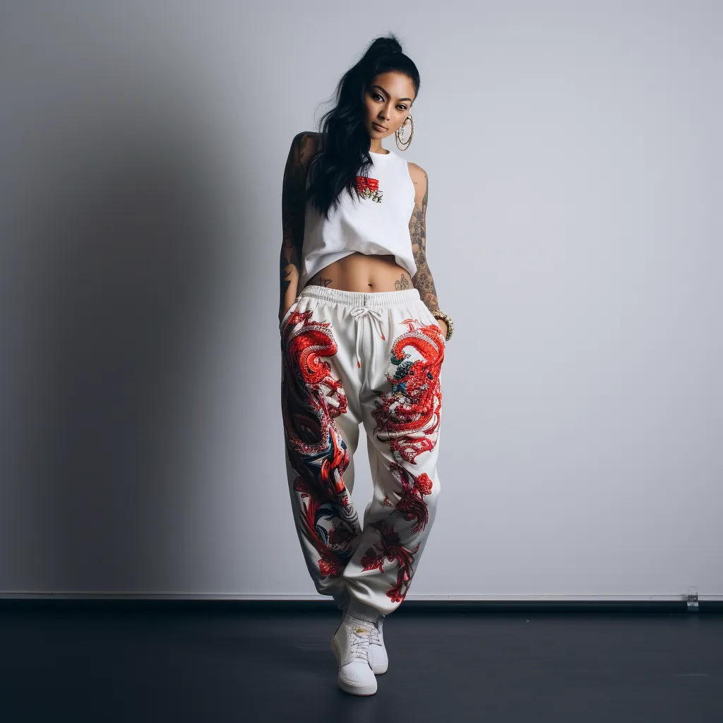 Chinese Dragon Embroidered Joggers