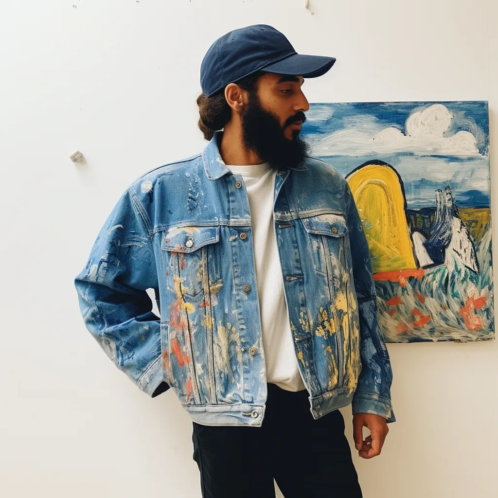 Denim Jacket with Hand-Painted Art