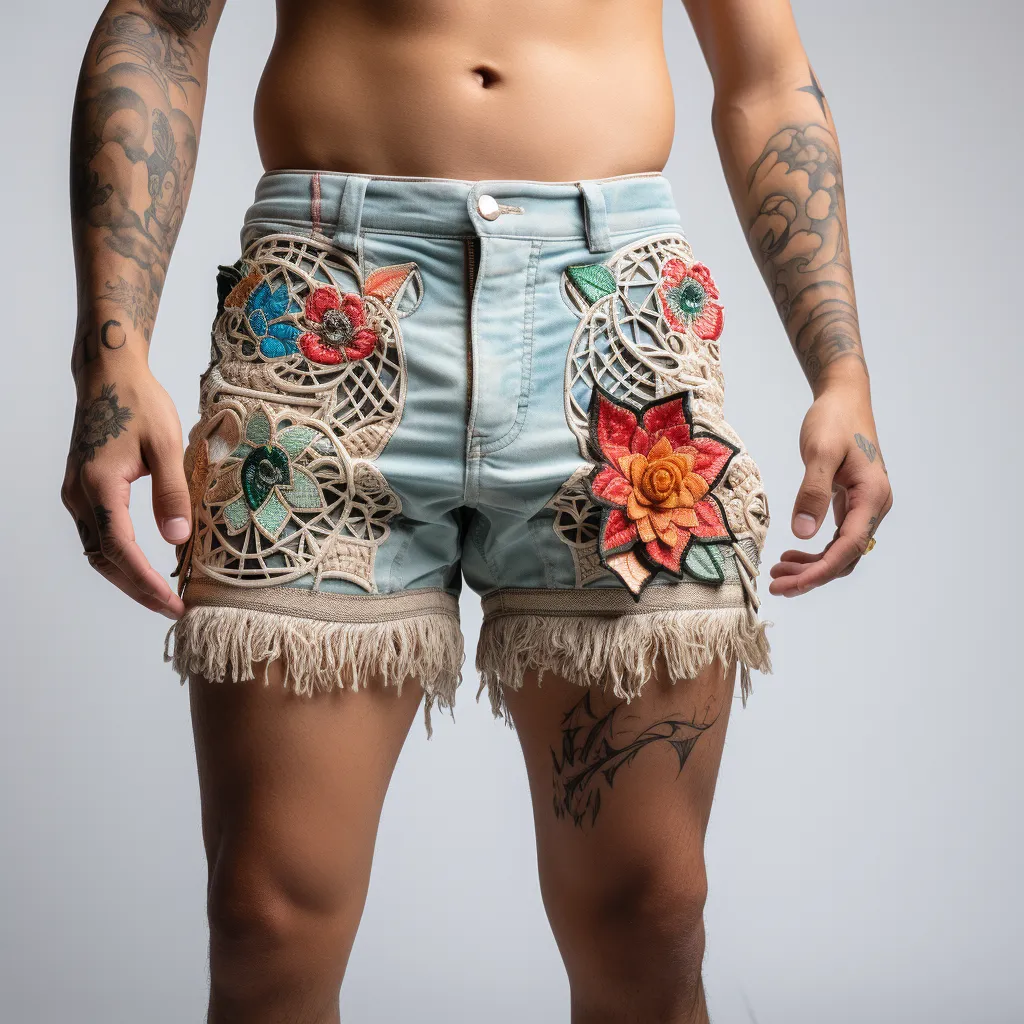 Denim Shorts with Embroidery