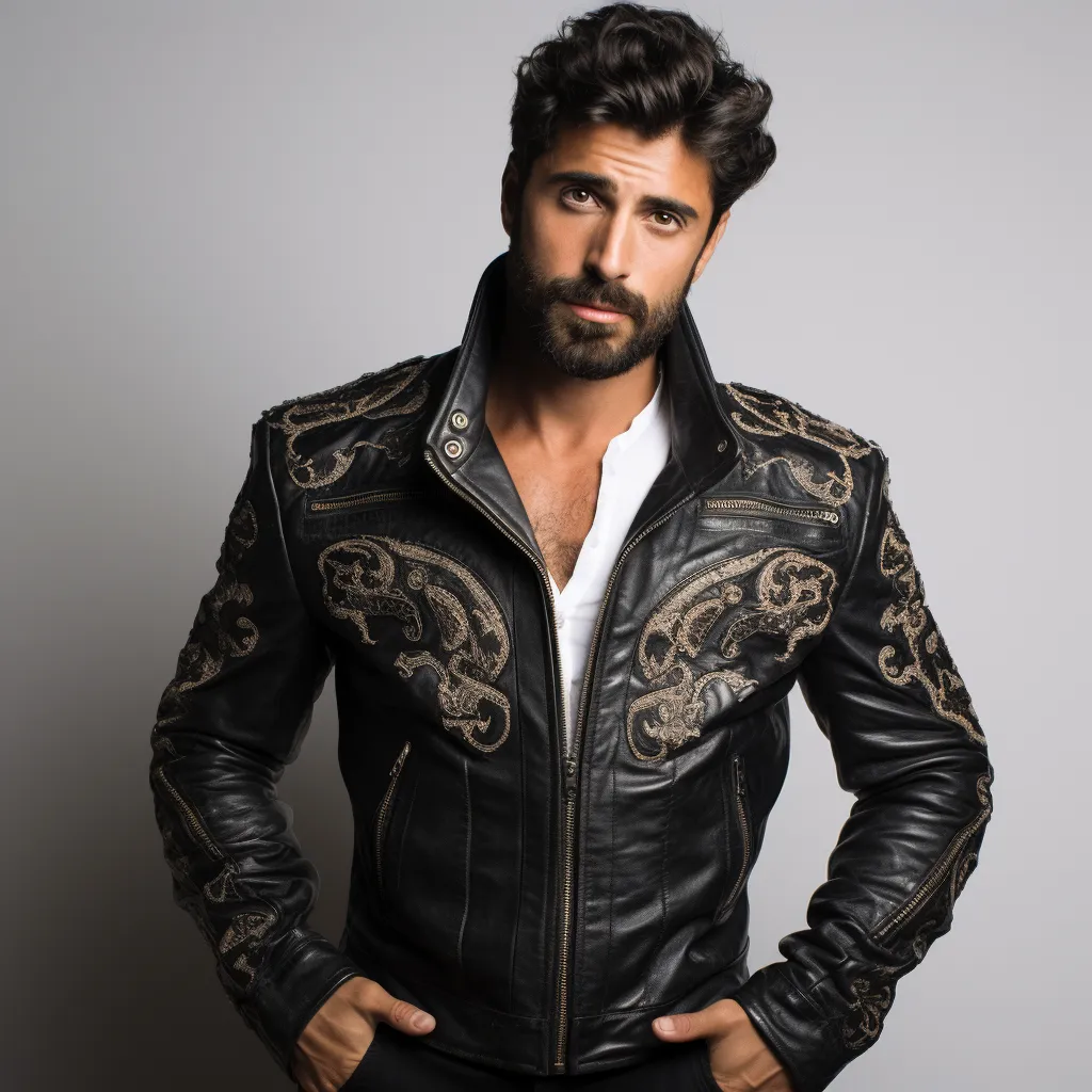 Italian Leather Jacket with Renaissance Embossing