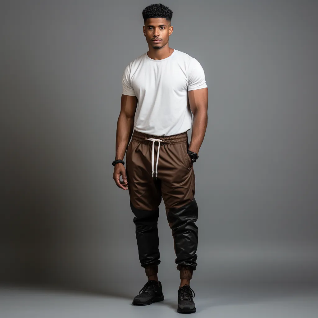 Jogger with Leather Paneling