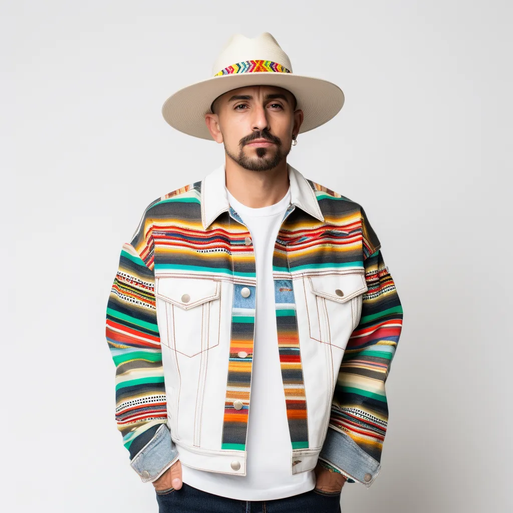 Mexican Serape Stripe Denim Jacket