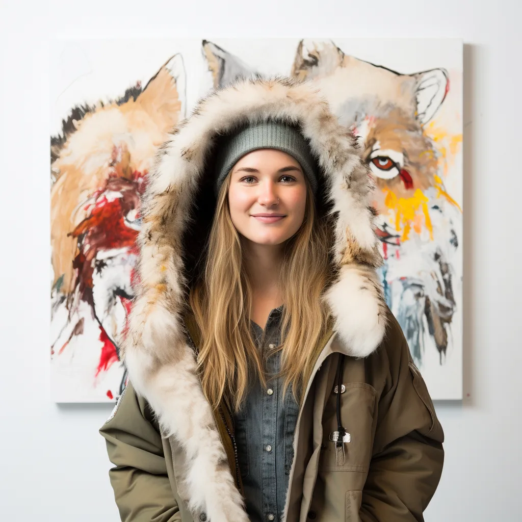 Parka with Fur Hood and Urban Artwork
