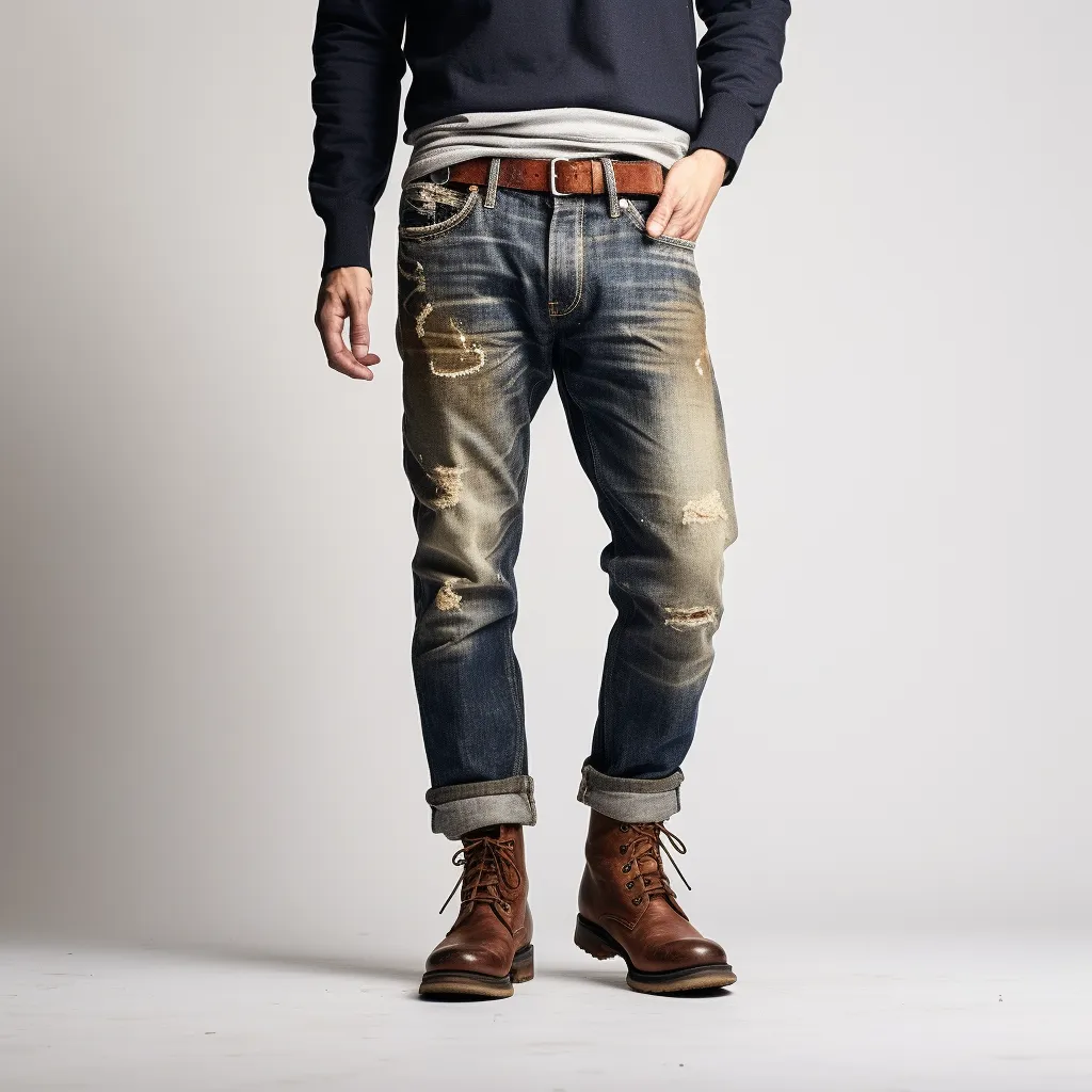 Selvedge Jeans with Distressed Details