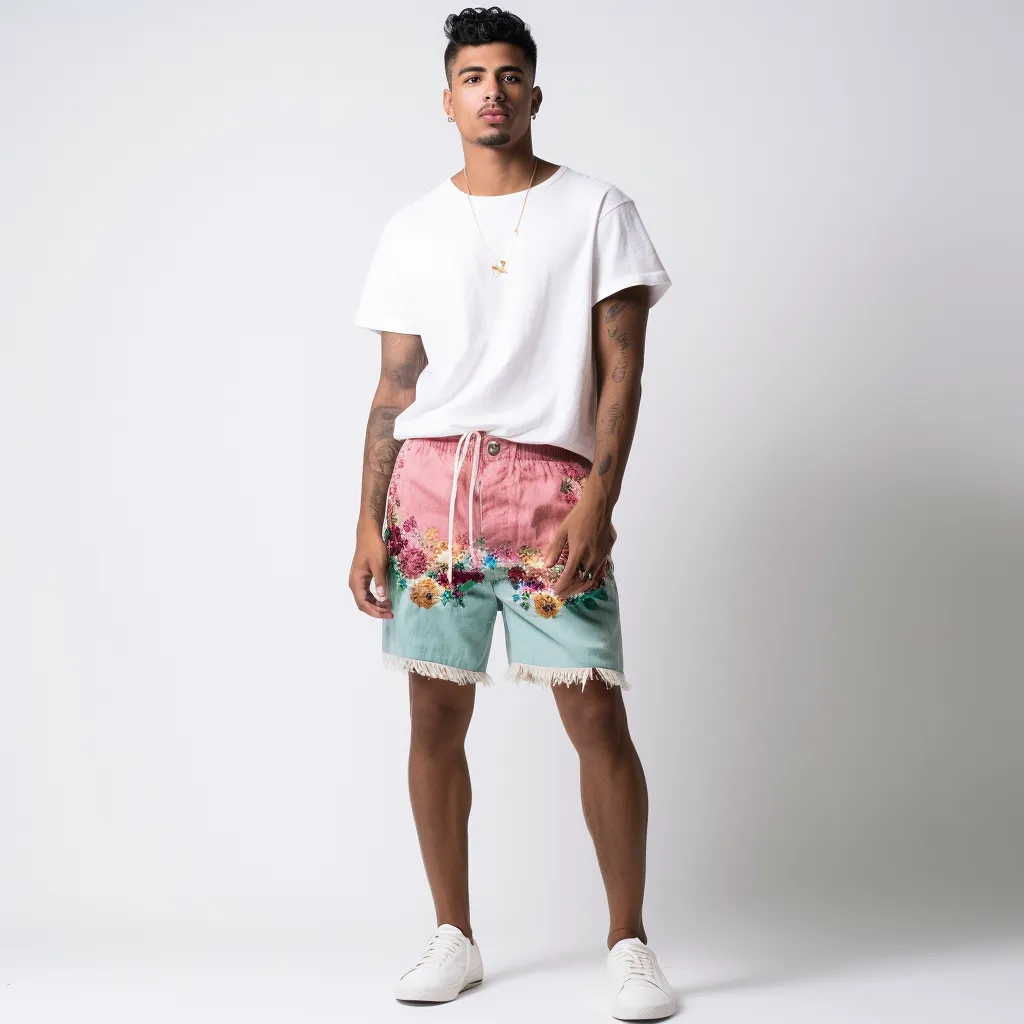 Shorts with Embroidered Hem