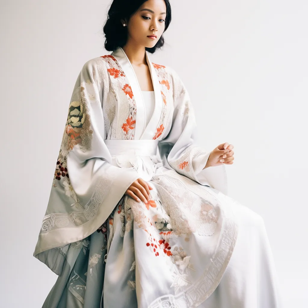 Silk Robe with Lace Inlays