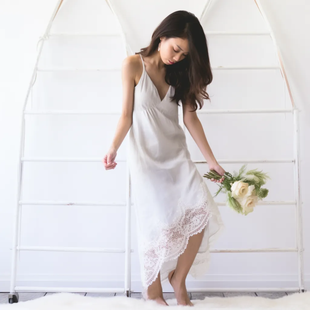 Silk Slip Dress with Lace Details