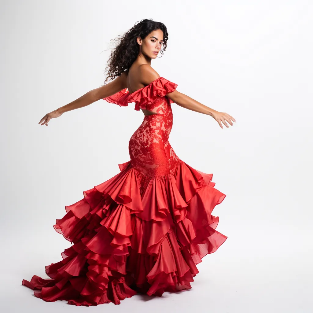 Spanish Flamenco Off-the-Shoulder Dress